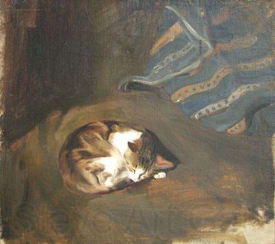 Paul Raud Sleeping cat by Paul Raud Norge oil painting art